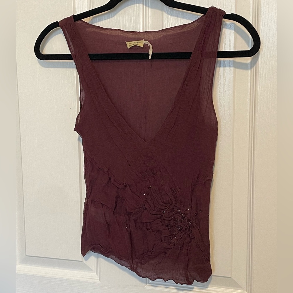 Elegant Burgundy Sleeveless Silk Top